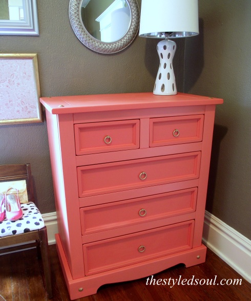 coral painted chest