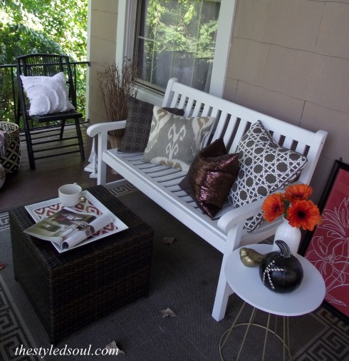 Painted Bench Fall Porch