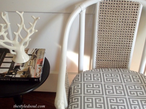 Wicker Chair painted Gold and White